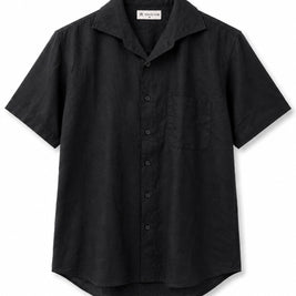 Black Cotton Linen Blend Shirt