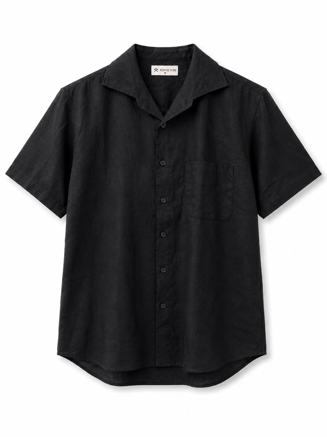 Black Cotton Linen Blend Shirt