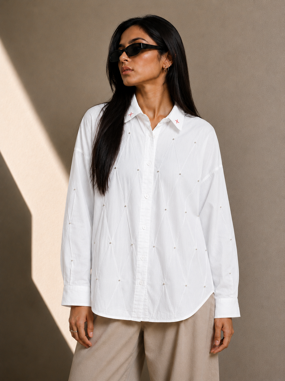 THE BEAD SHIRT - TAMA WHITE
