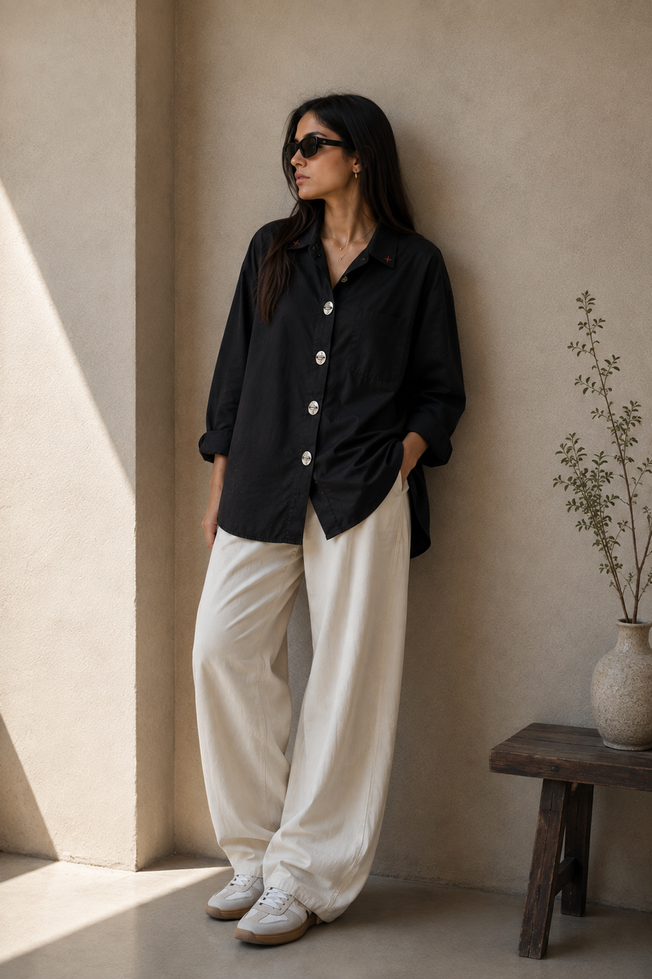 THE METAL BUTTON SHIRT - KANAGU BLACK