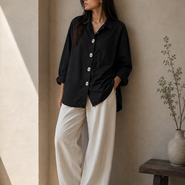 THE METAL BUTTON SHIRT - KANAGU BLACK
