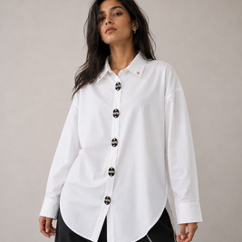 THE METAL BUTTON SHIRT - KANAGU WHITE