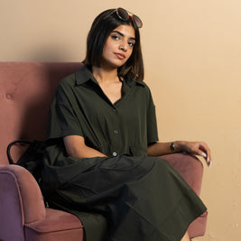 Green free size co-ord pants with stylish front pocket