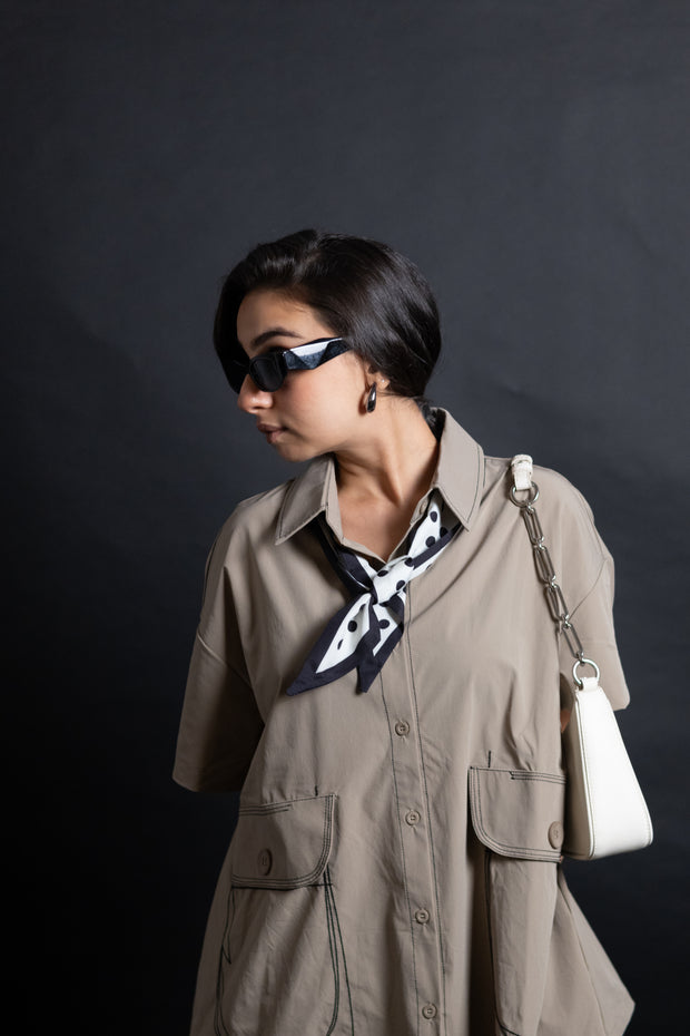 Brown free size co-ord shirt with front stylish pocket
