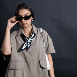 Brown free size co-ord shirt with front stylish pocket