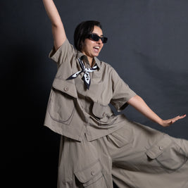 Brown free size co-ord shirt with front stylish pocket