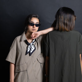 Brown free size co-ord shirt with front stylish pocket