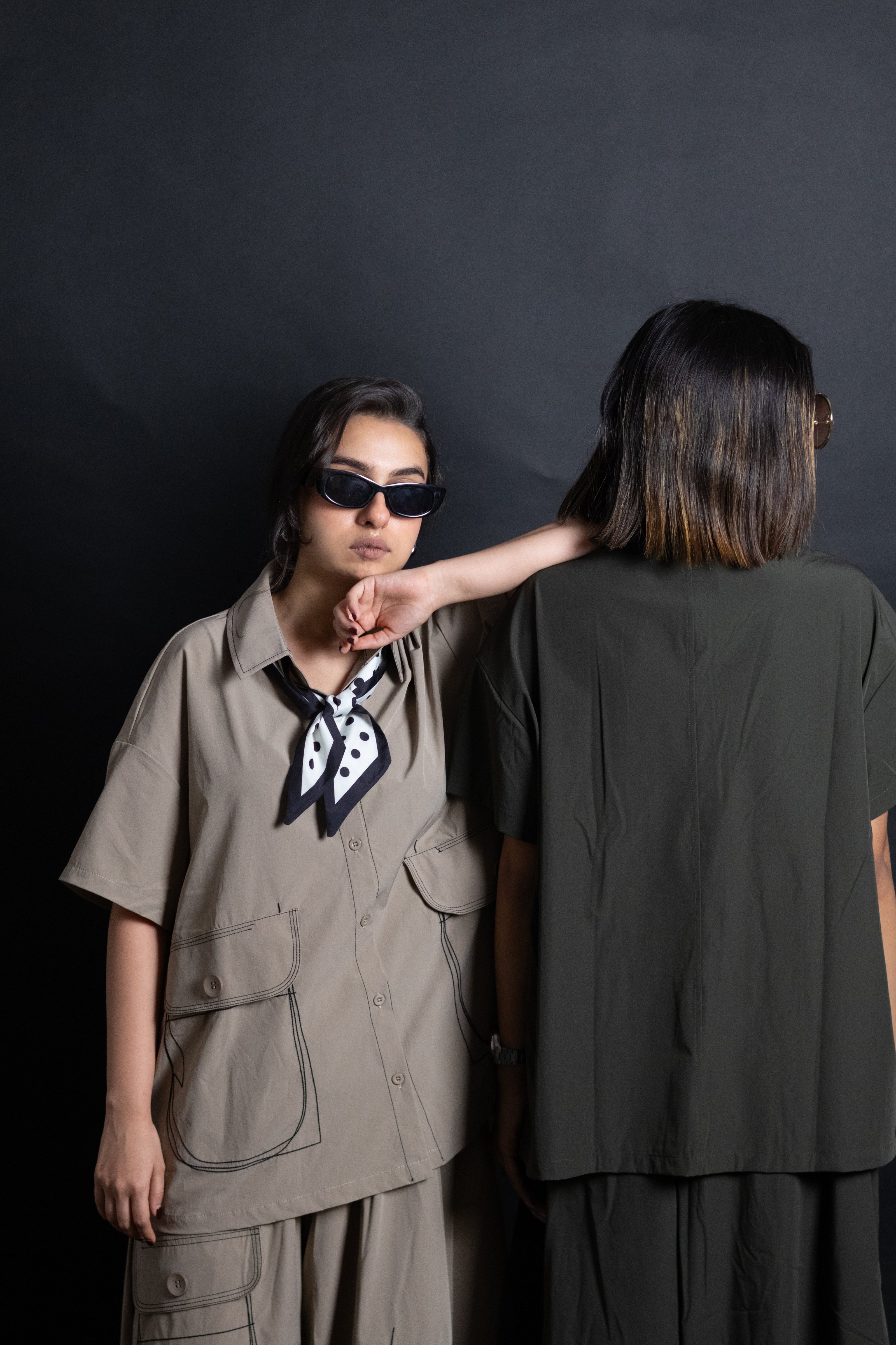 Brown free size co-ord shirt with front stylish pocket