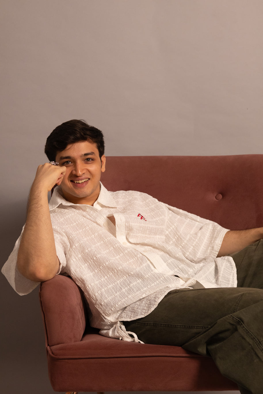 The Textured Pure White Colour Shirt