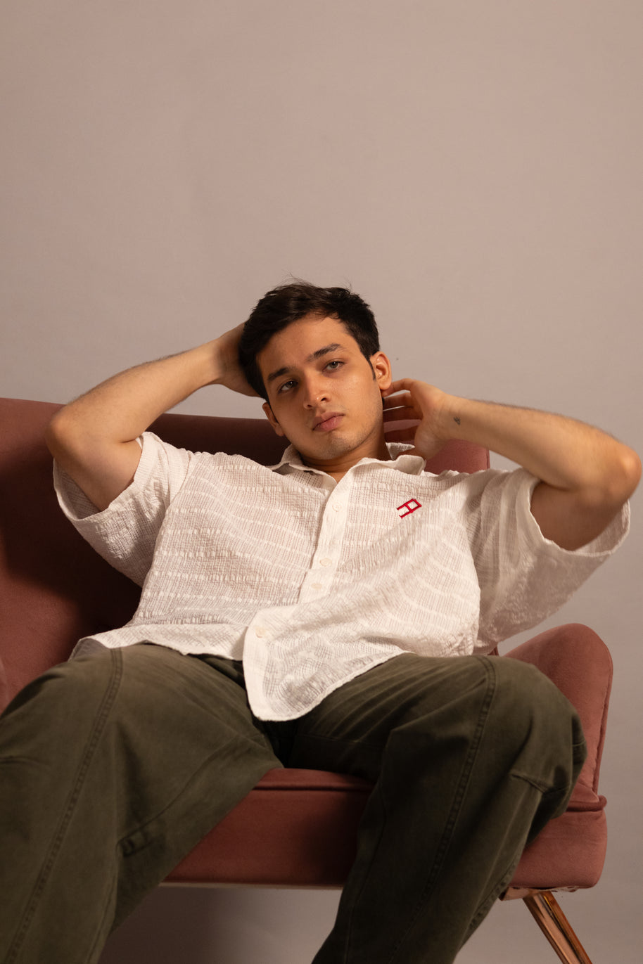 The Textured Pure White Colour Shirt