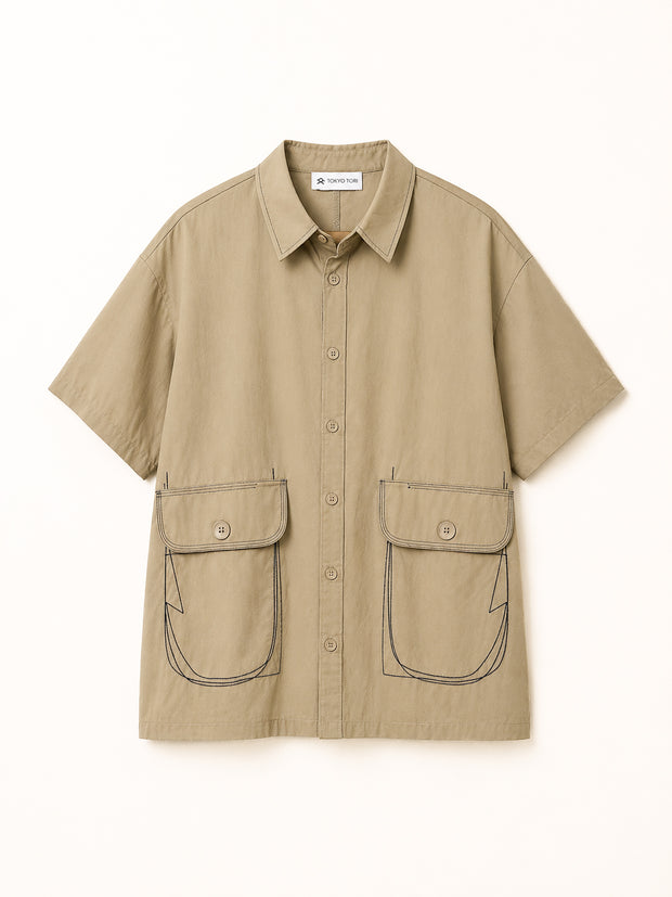 Brown free size co-ord shirt with front stylish pocket