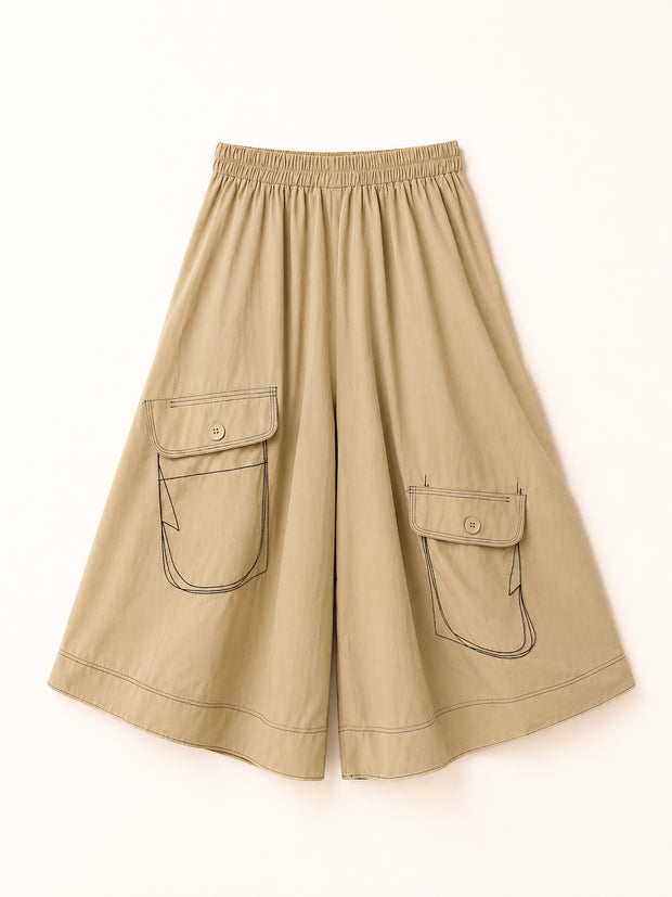 Brown free size co-ord pants with stylish front pocket