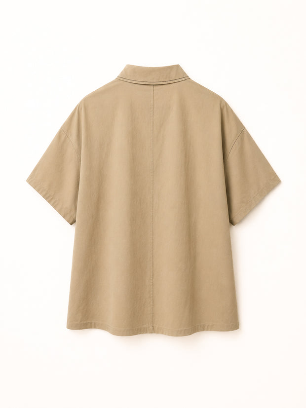 Brown free size co-ord shirt with front stylish pocket