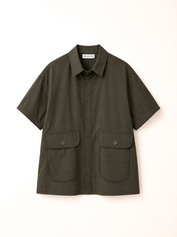Green free size co-ord shirt with stylish front pocket