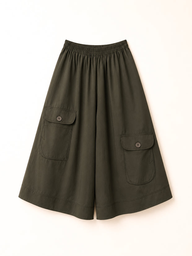 Green free size co-ord pants with stylish front pocket