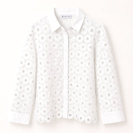White shirt with a subtle pattern on a white background