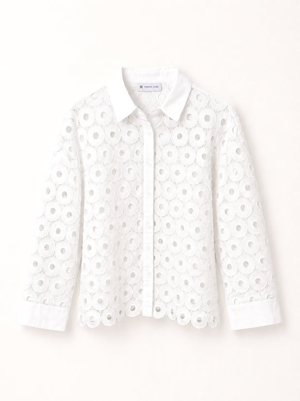 White free size full sleeves Net Shirt