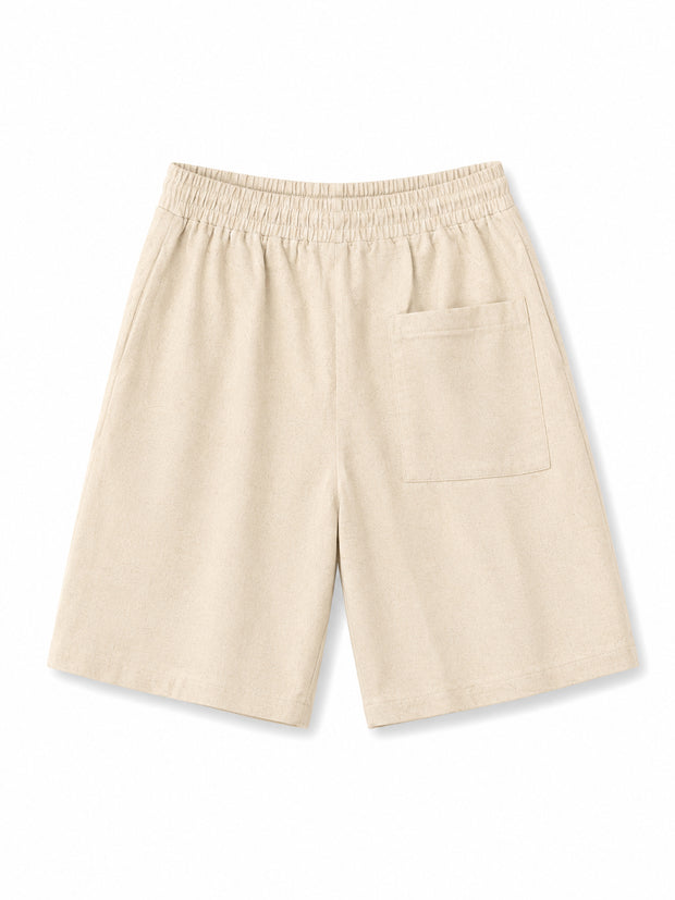 Apricot relaxed Cotton Linen Blend Shorts