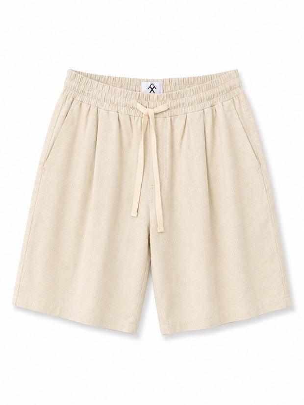 Apricot relaxed Cotton Linen Blend Shorts