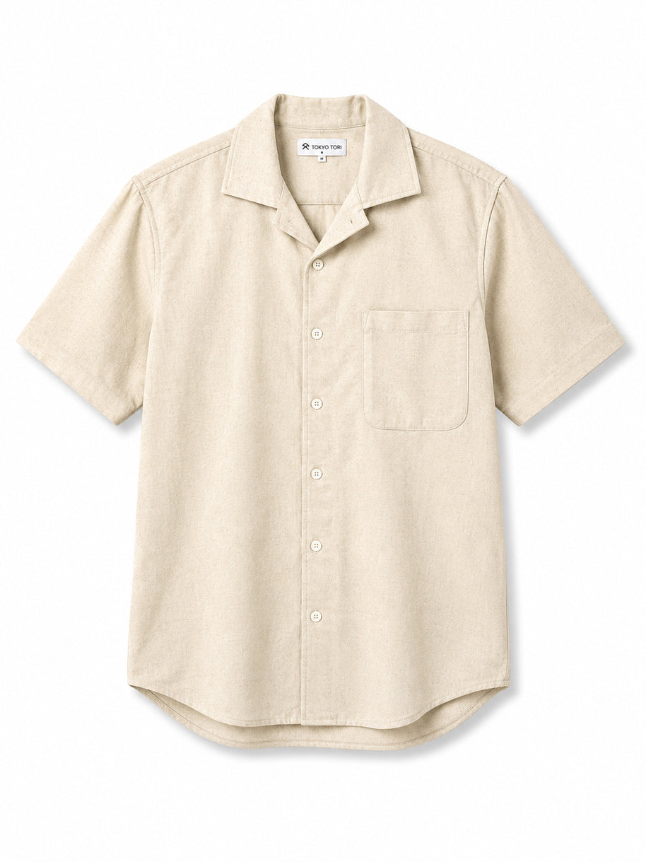 Cotton Linen Blend Apricot Colour Shirt
