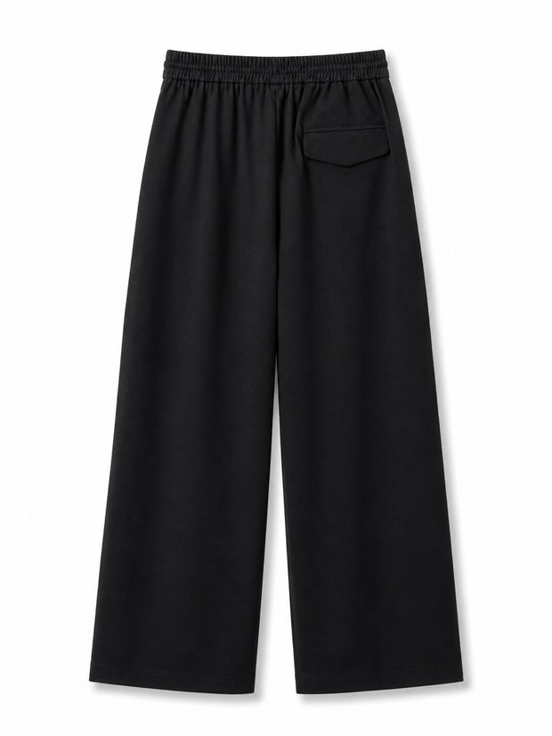 Black relaxed Cotton Linen Blend pants