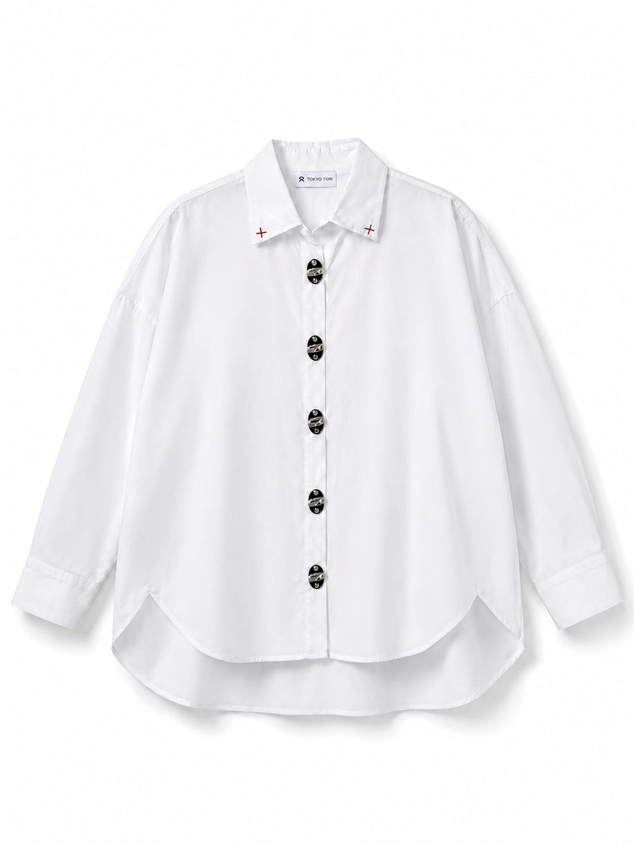 THE METAL BUTTON SHIRT — KANAGU · WHITE
