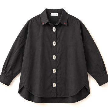THE METAL BUTTON SHIRT — KANAGU · BLACK