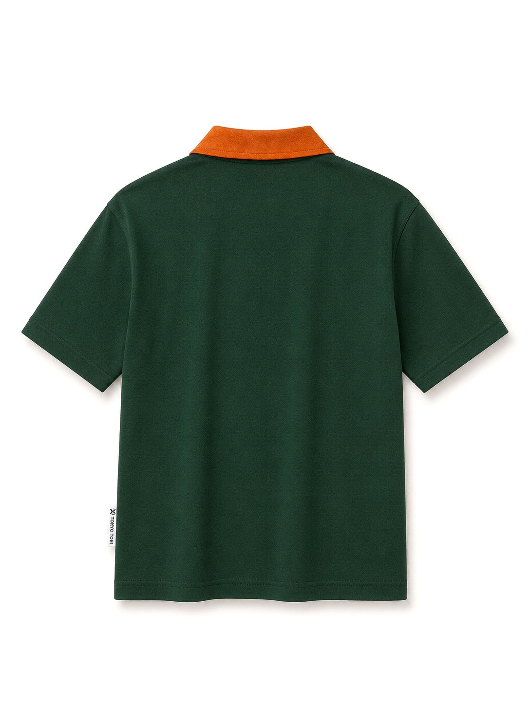 SUEDE DETAIL HALF ZIPPER OVERSIZED POLO TEE