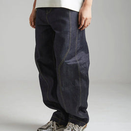 CONTRAST STITCH BAGGY JEANS - INDIGO BLUE Tokyo Tori Baggy Denim