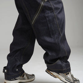 CONTRAST STITCH BAGGY JEANS - INDIGO BLUE Tokyo Tori Baggy Denim