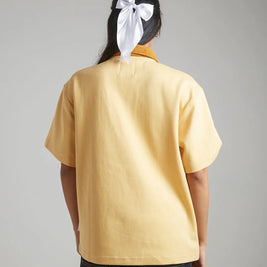 SUEDE DETAIL HALF ZIPPER OVERSIZED POLO TEE Tokyo Tori oversized high GSM T-shirt