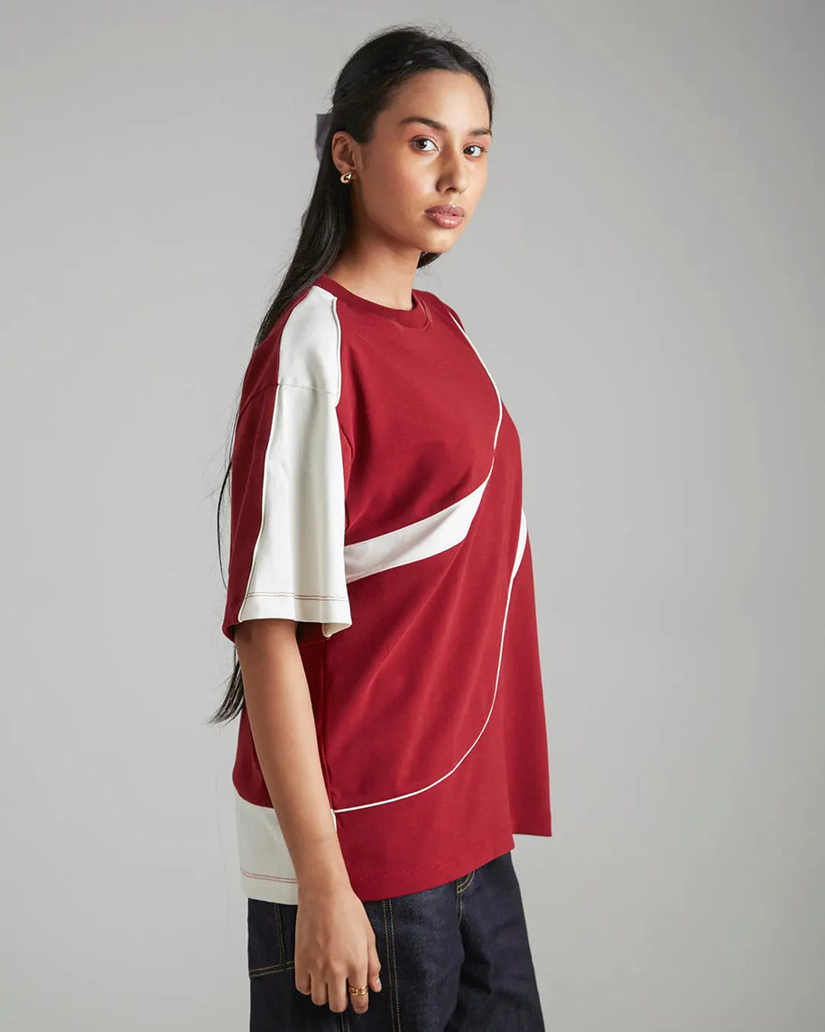 THE FIRST WAVE OVERSIZED TEE - DEEP RED Tokyo Tori oversized high GSM tshrits