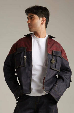 TWO TONED DENIM JACKET Tokyo Tori Oversized Denim Jacket