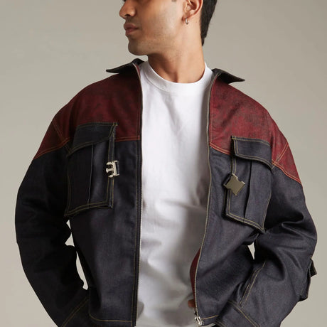 TWO TONED DENIM JACKET Tokyo Tori Oversized Denim Jacket