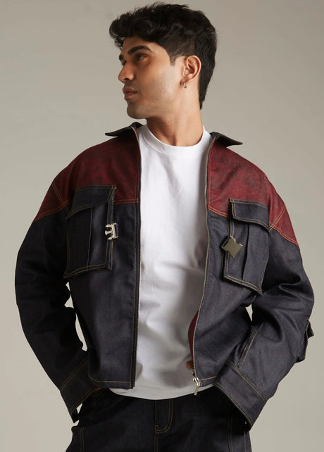 Oversized two toned denim jacket