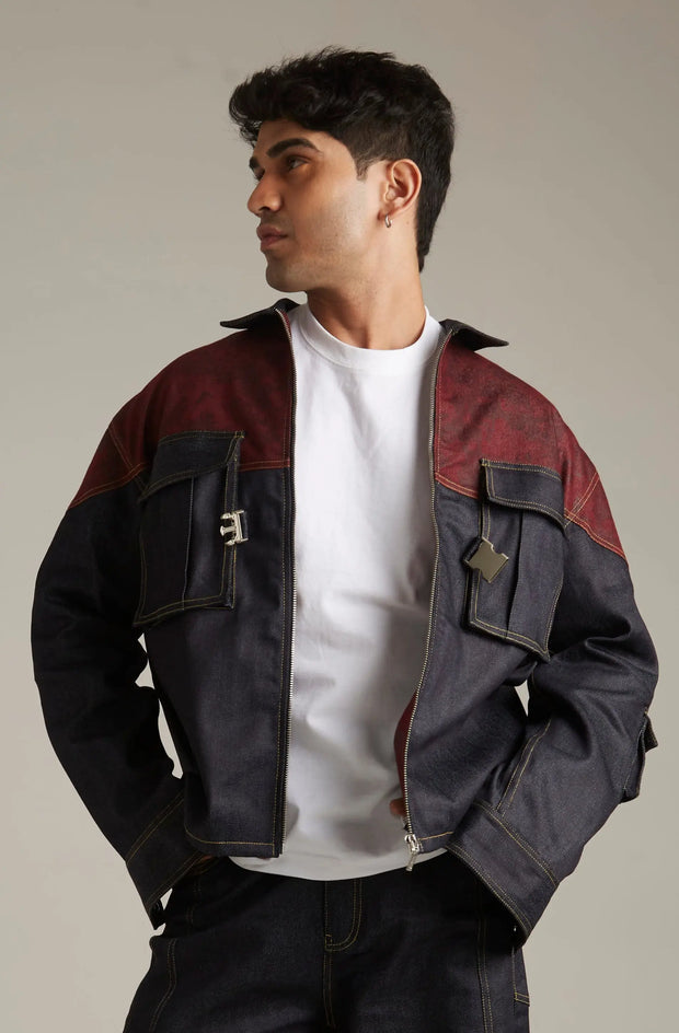 TWO TONED DENIM JACKET Tokyo Tori Oversized Denim Jacket