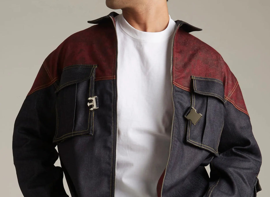Oversized two toned denim jacket