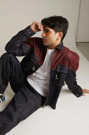 TWO TONED DENIM JACKET Tokyo Tori Oversized Denim Jacket