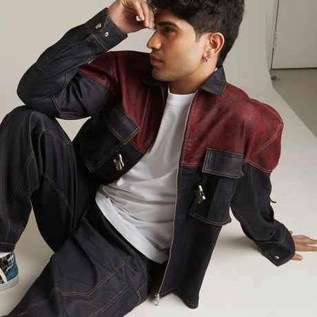 TWO TONED DENIM JACKET Tokyo Tori Oversized Denim Jacket