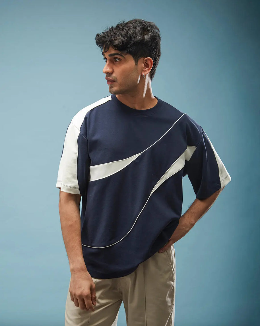 THE FIRST WAVE OVERSIZED TEE - NAVY BLUE Tokyo Tori oversized high GSM T-shirt