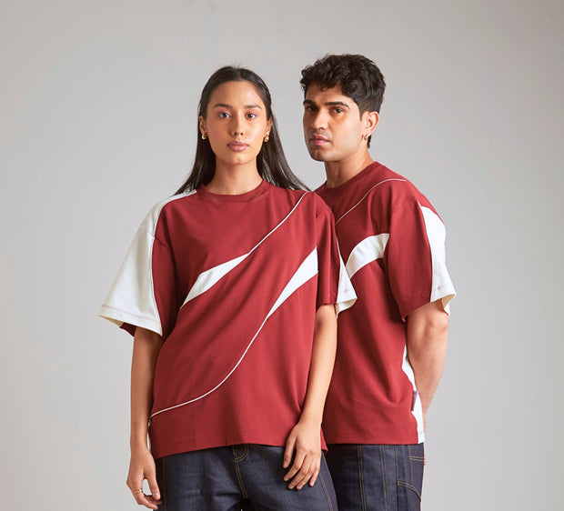 THE FIRST WAVE OVERSIZED TEE - DEEP RED
