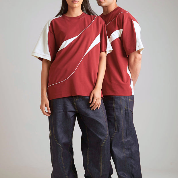 THE FIRST WAVE OVERSIZED TEE - DEEP RED Tokyo Tori oversized high GSM tshrits