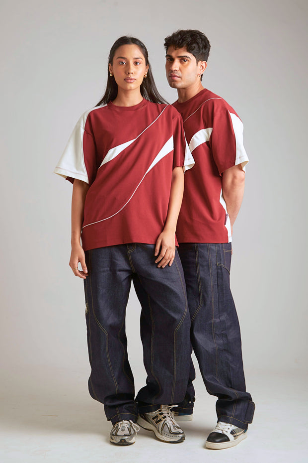 THE FIRST WAVE OVERSIZED TEE - DEEP RED Tokyo Tori oversized high GSM tshrits