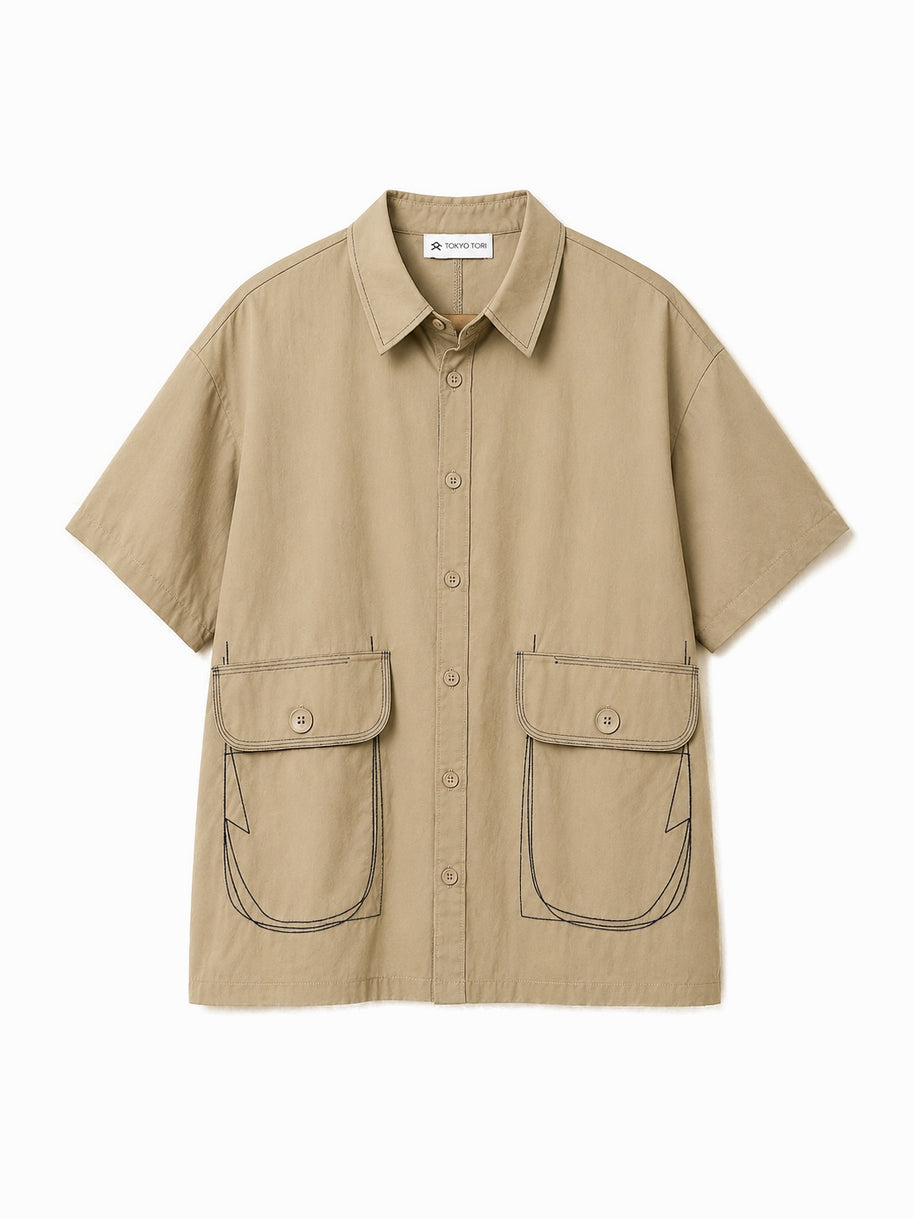 JAPANESE CO-ORD SET SHIRT BROWN