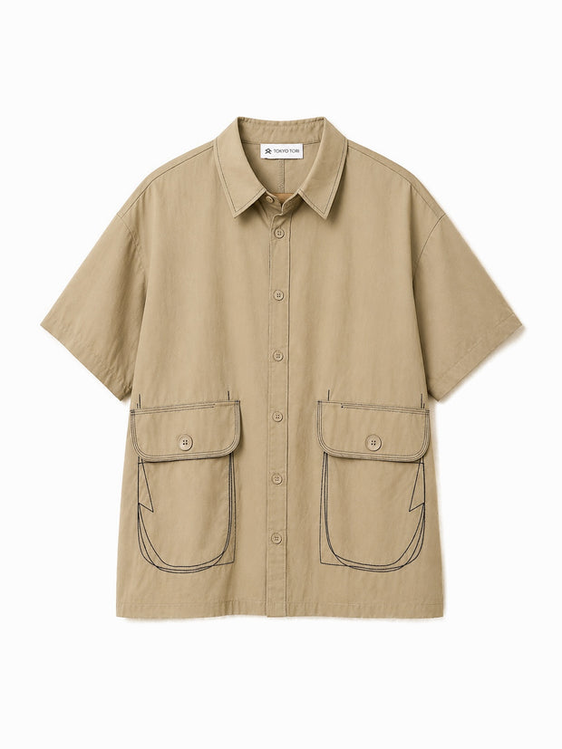JAPANESE CO-ORD SET SHIRT BROWN