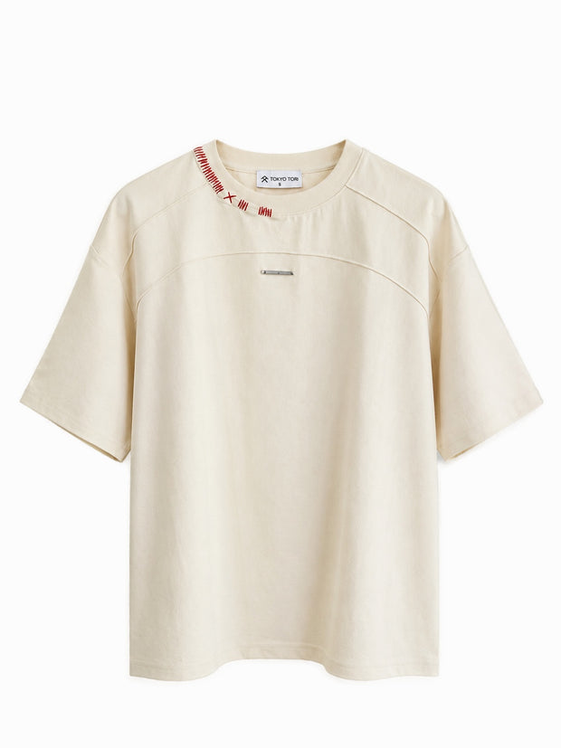 THE SASHIKO STITCH TEE  — NUI CREAM