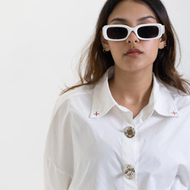 THE METAL BUTTON SHIRT - KANAGU WHITE