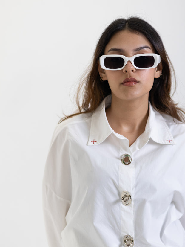 THE METAL BUTTON SHIRT - KANAGU WHITE
