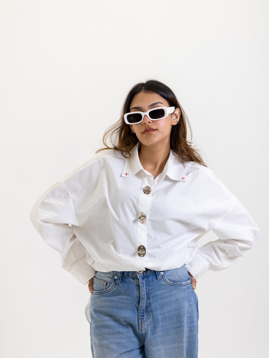 THE METAL BUTTON SHIRT - KANAGU WHITE