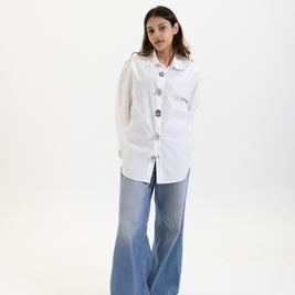 THE METAL BUTTON SHIRT - KANAGU WHITE